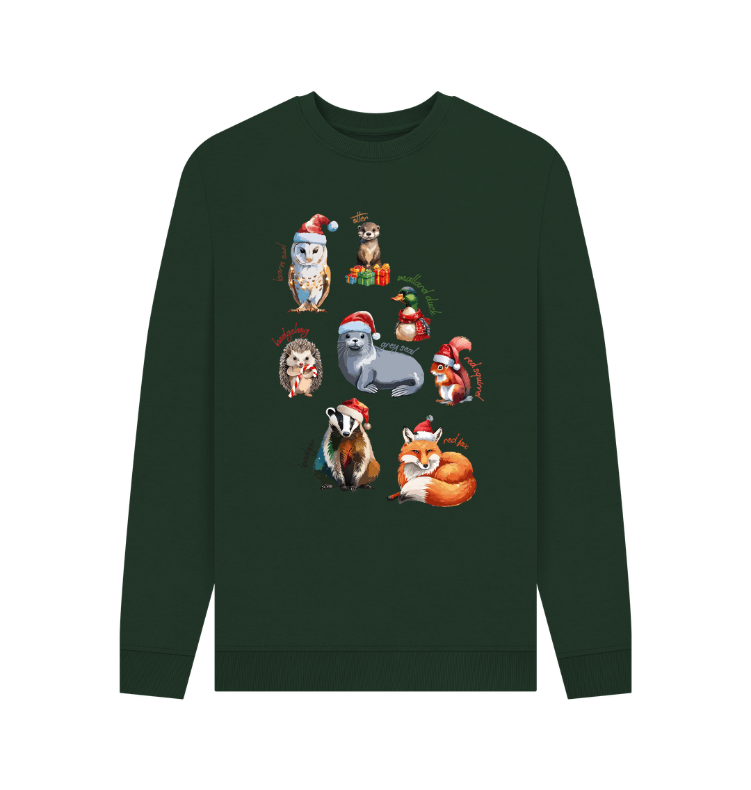 Evergreen Festive Labelled Animals Crewneck - Teemill