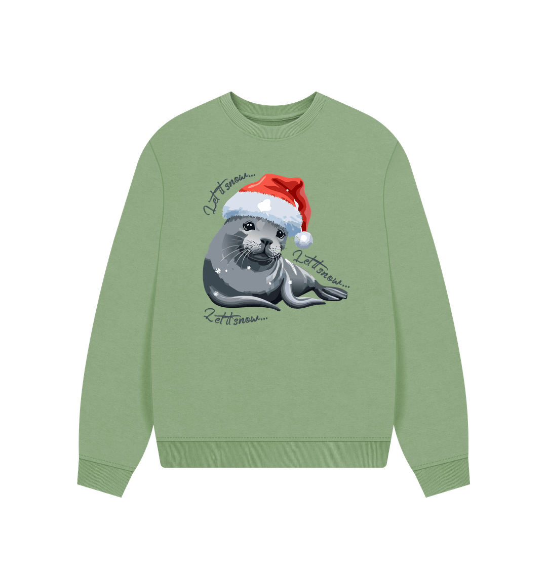 Sage Festive Let It Snow Seal Jumper - Teemill