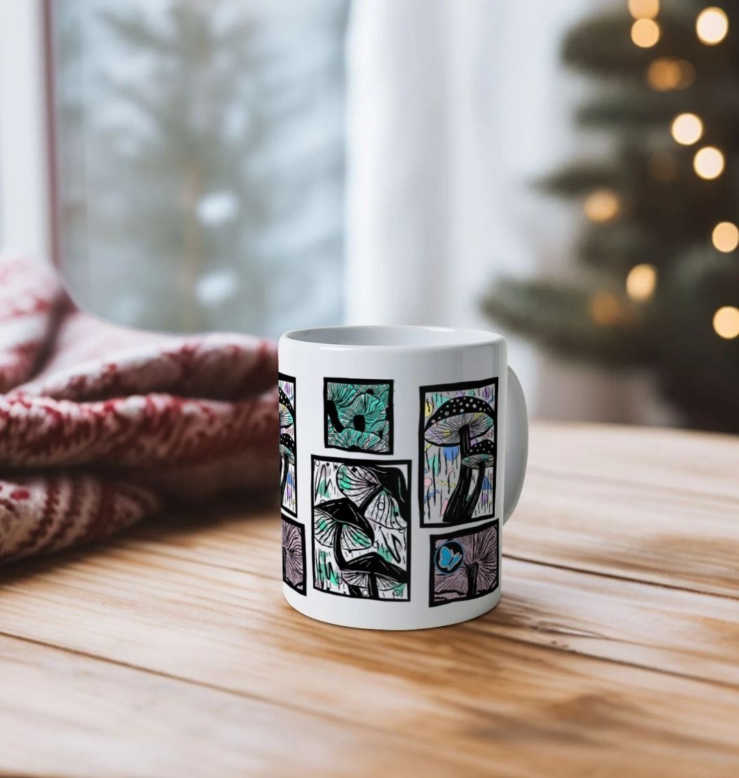 Retro Mushroom Art Mug