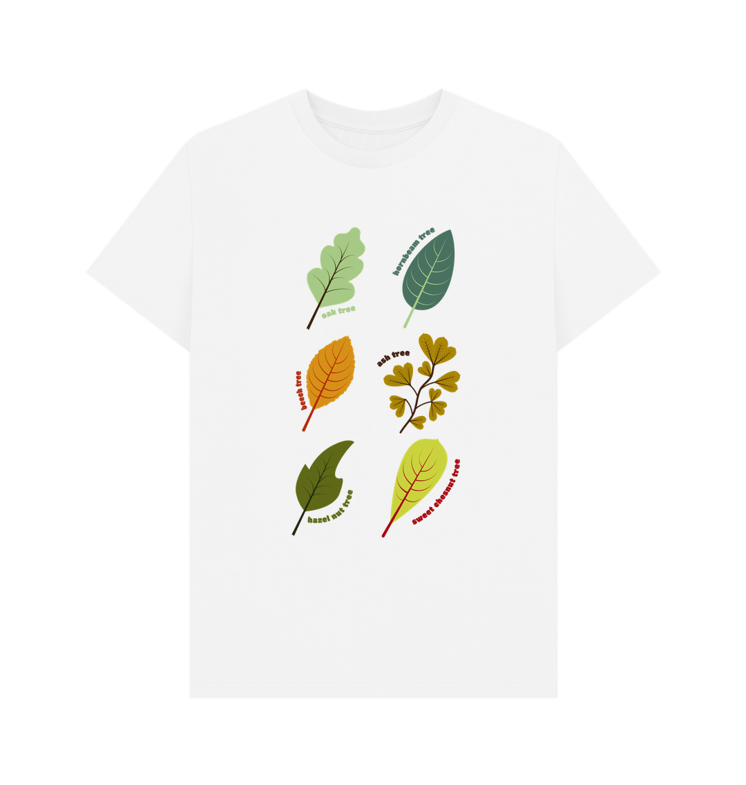 White Illustrated Woodlands Leaf T-Shirt - Teemill