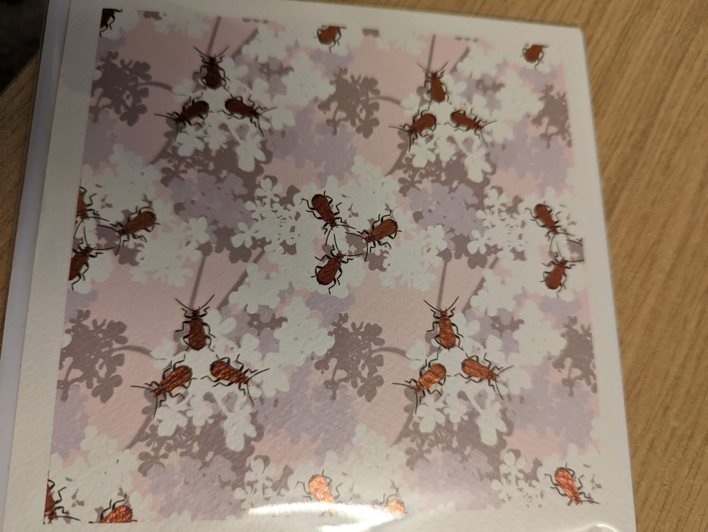 Red Headed Cardinal Beetles Foil Greeting Card