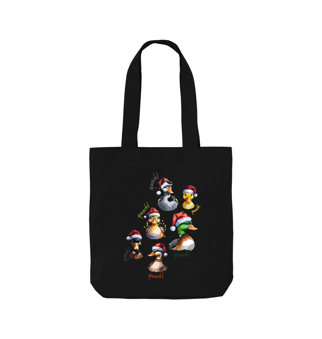 Black Festive Duck Tote Bag - Teemill