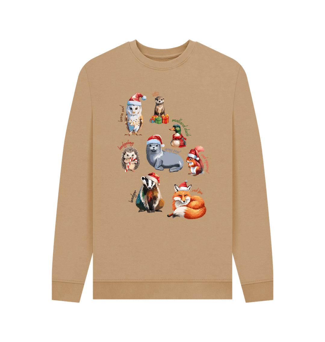 Sand Festive Labelled Animals Crewneck - Teemill