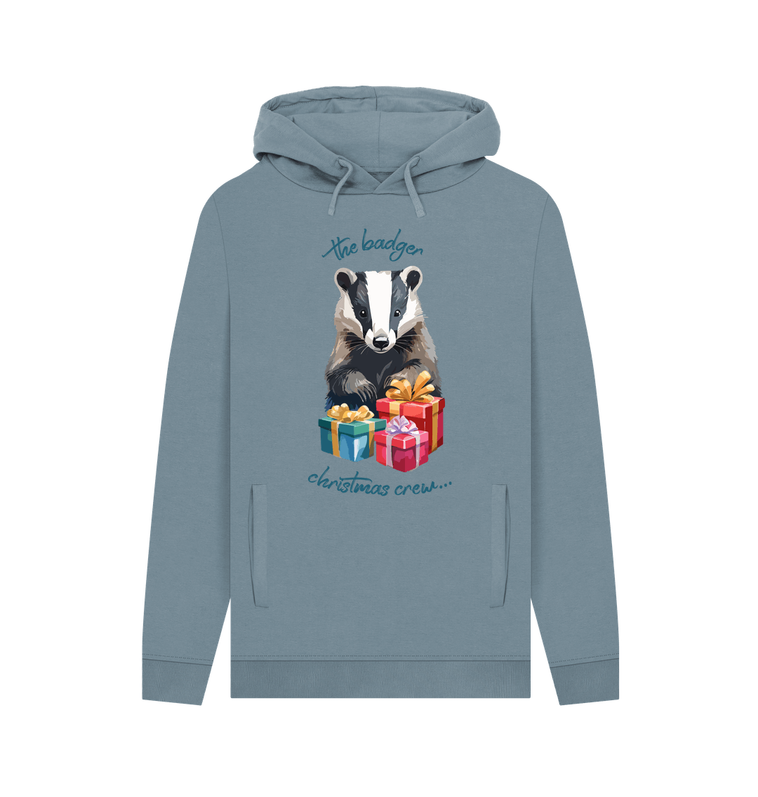 Stone Blue Badger Christmas Hoodie - Teemill
