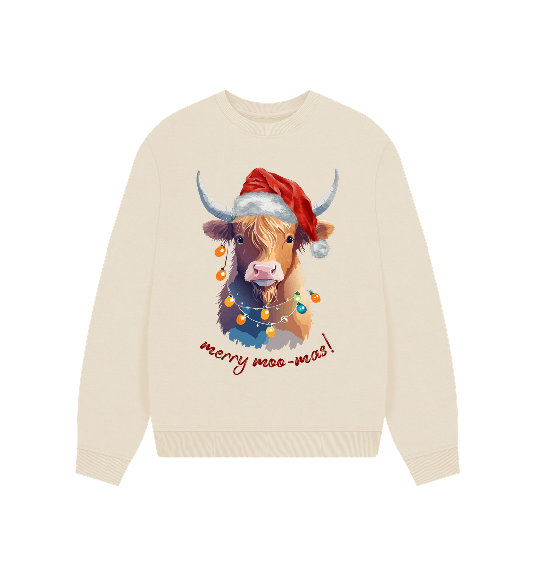 Oat Merry Moo-Mas Festive Highland Cow Jumper - Teemill