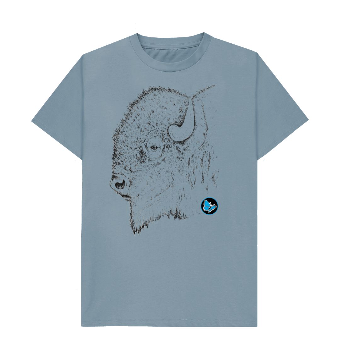 Stone Blue Bison Side View T-Shirt - Teemill