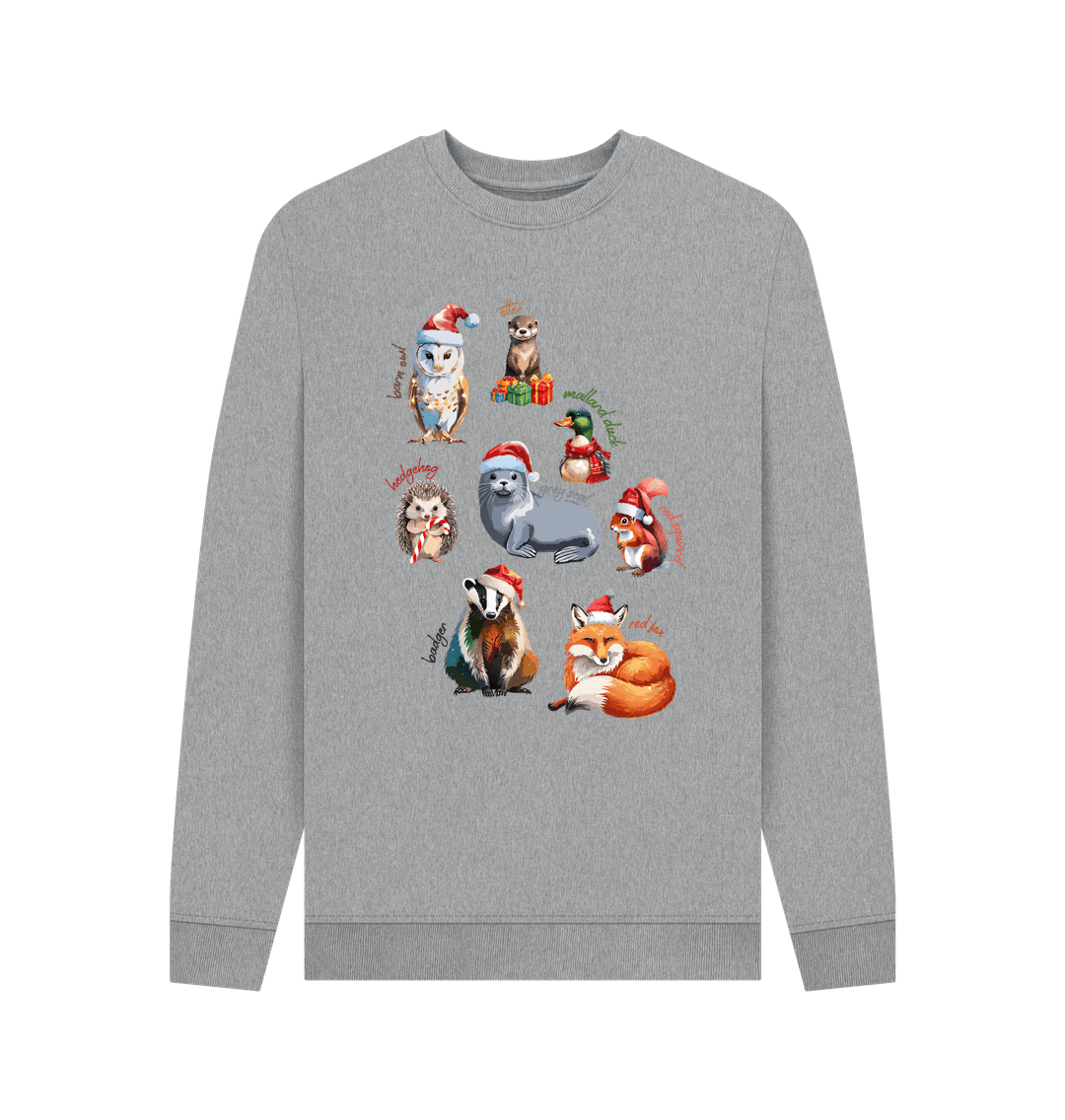 Light Heather Festive Labelled Animals Crewneck - Teemill
