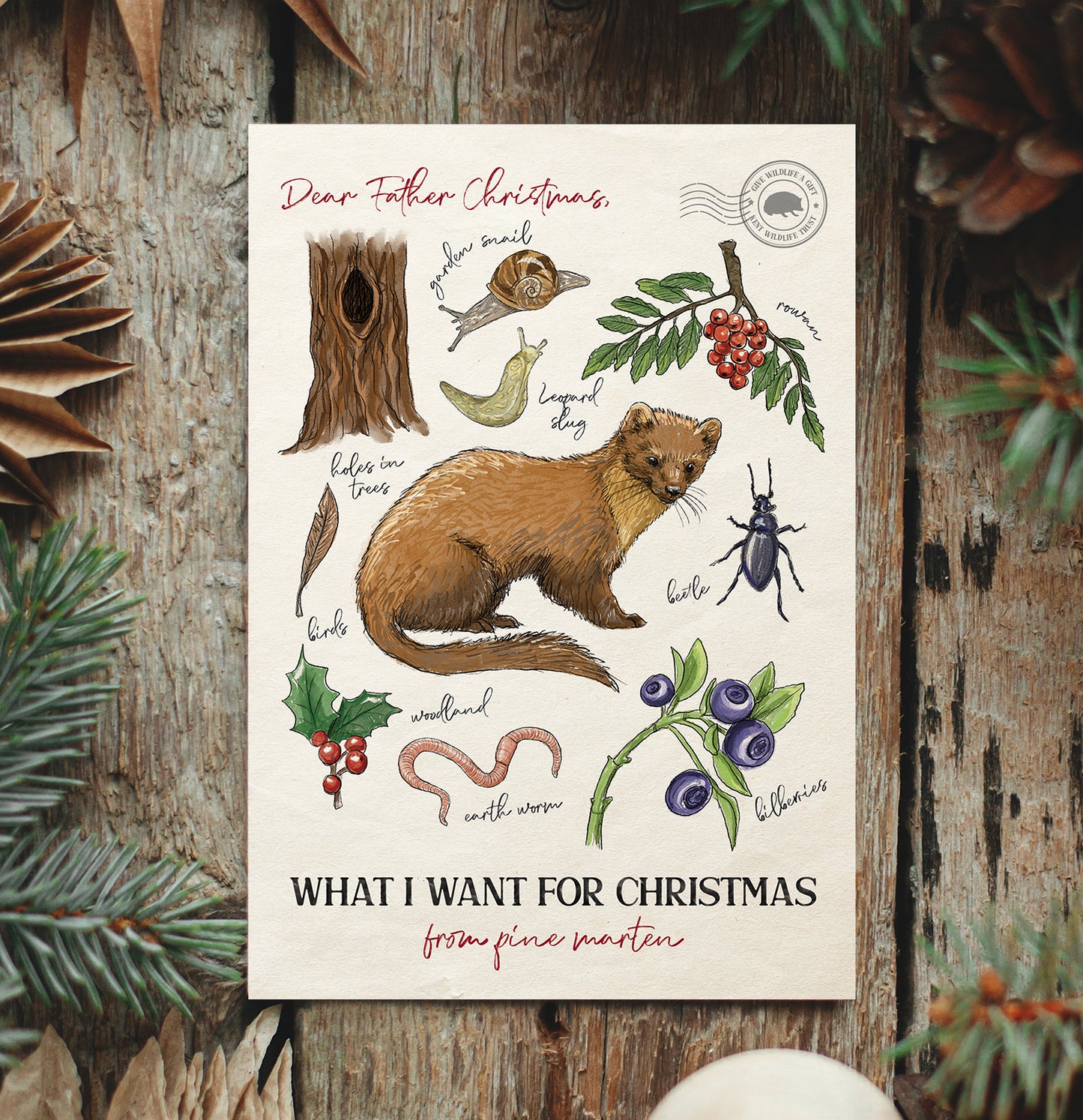 Pine Marten Christmas Card