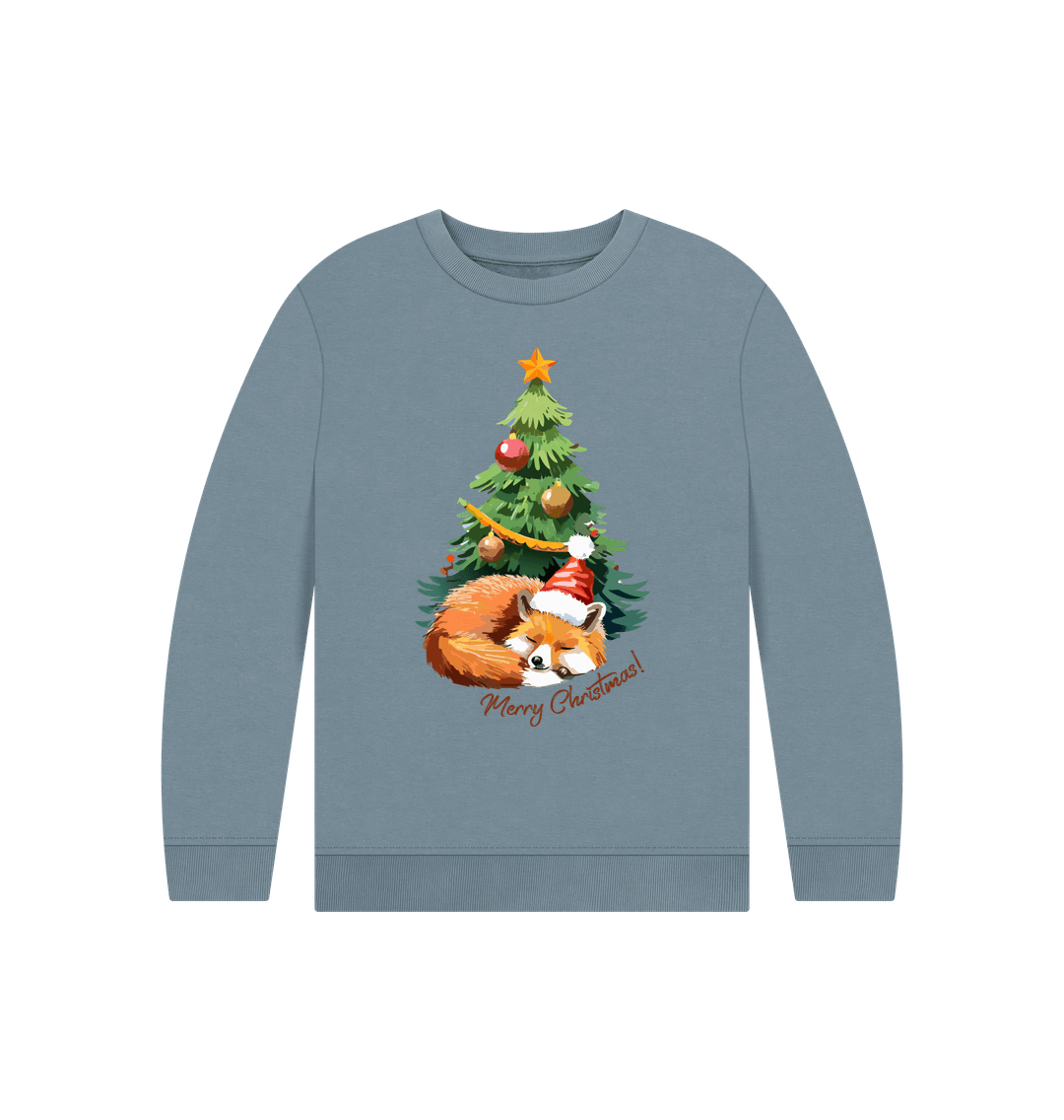 Stone Blue Festive Fox Jumper - Teemill