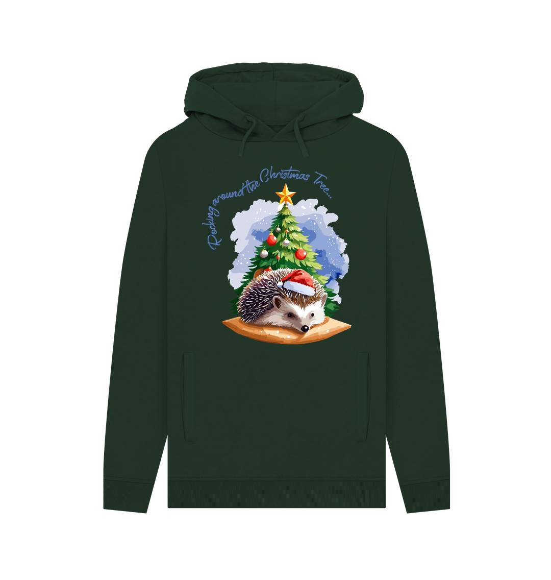Evergreen Christmas Tree Holiday Hedgehog Hoodie - Teemill