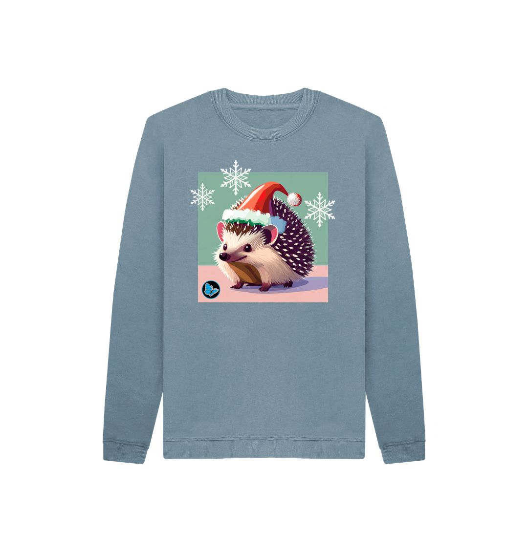 Stone Blue Hedgehog Christmas Jumper - Children - Teemill