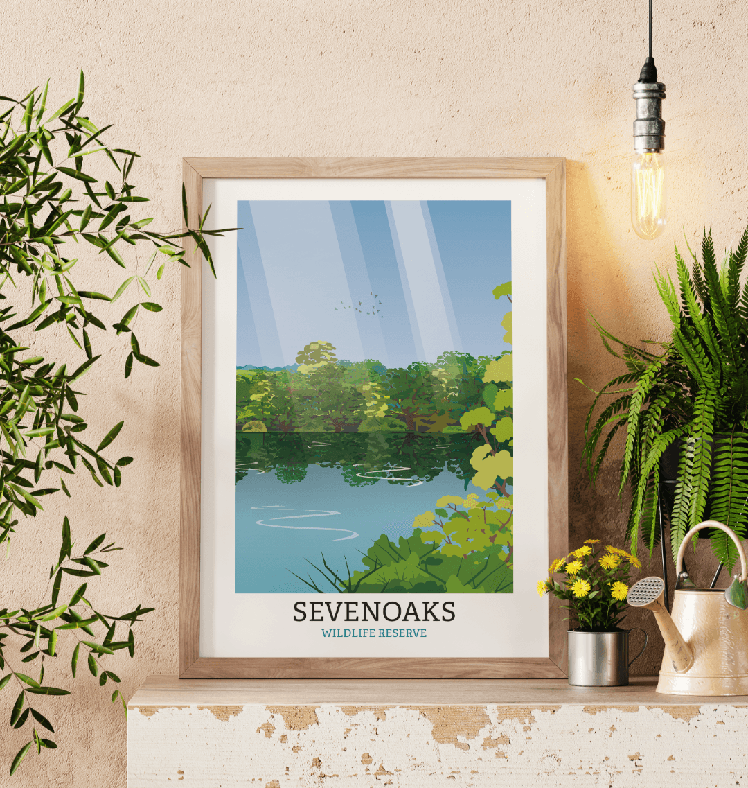 Sevenoaks Wildlife Reserve Illustrated Print A3