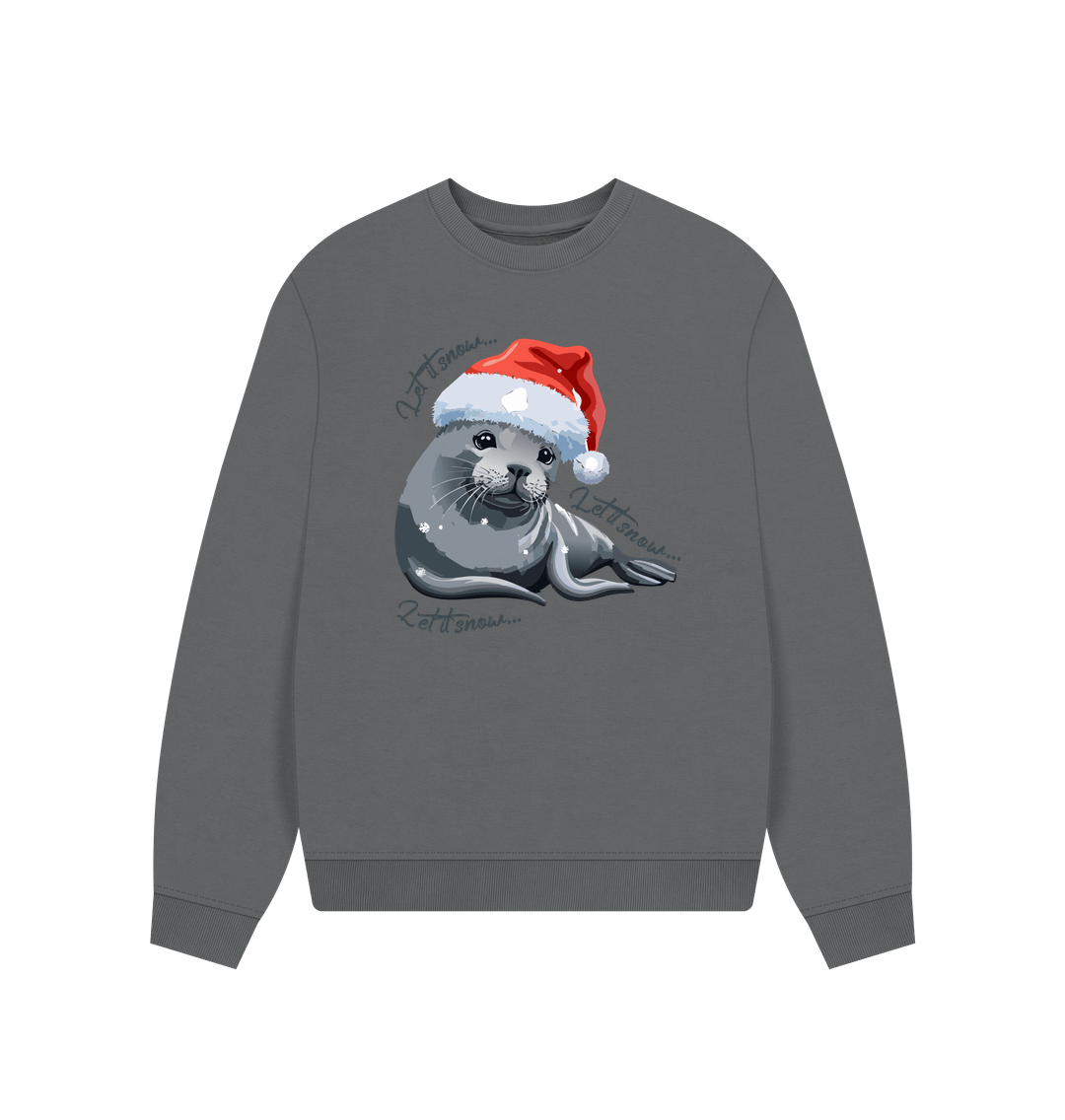 Slate Grey Festive Let It Snow Seal Jumper - Teemill