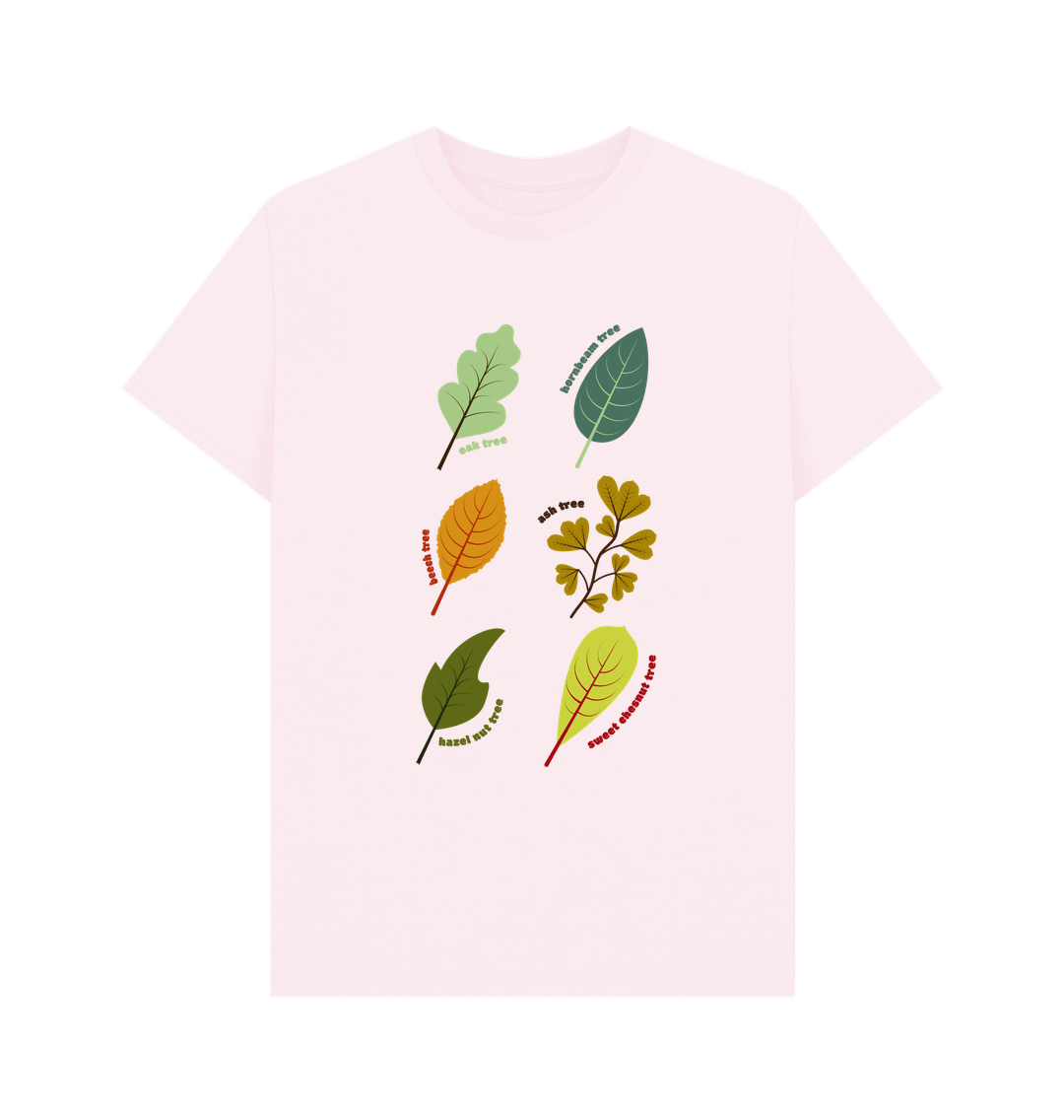 Pink Illustrated Woodlands Leaf T-Shirt - Teemill