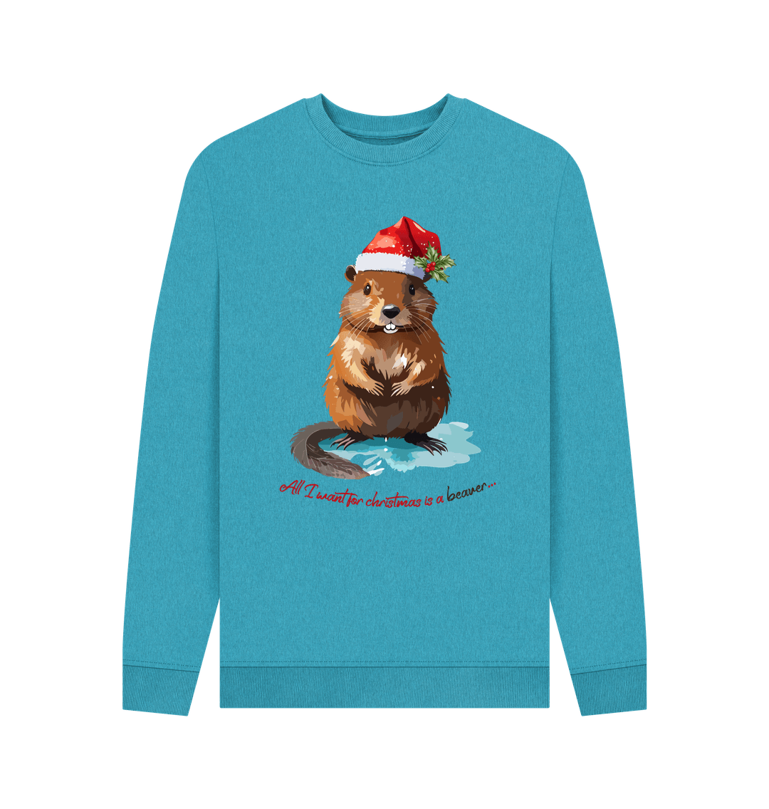 Ocean Blue Beaver Christmas Jumper - Teemill