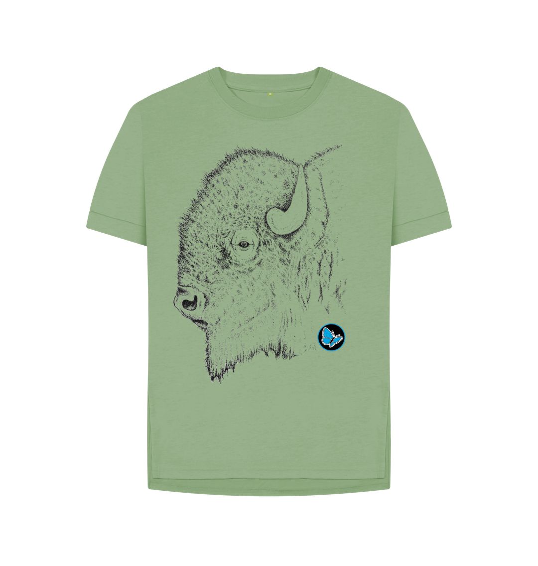Sage Bison Side View T-Shirt - Women