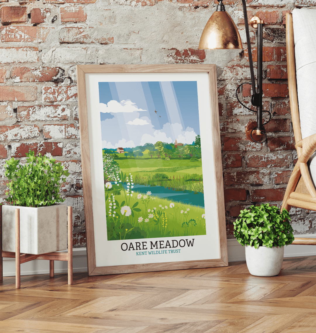 Oare Meadow Illustrated Print A3
