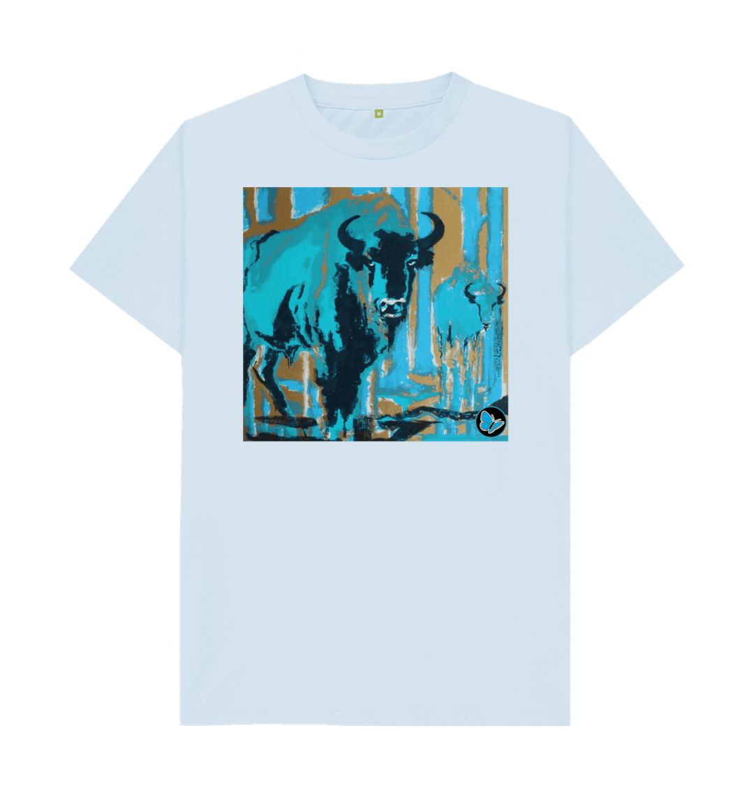 Sky Blue Bison Art T-Shirt - Teemill