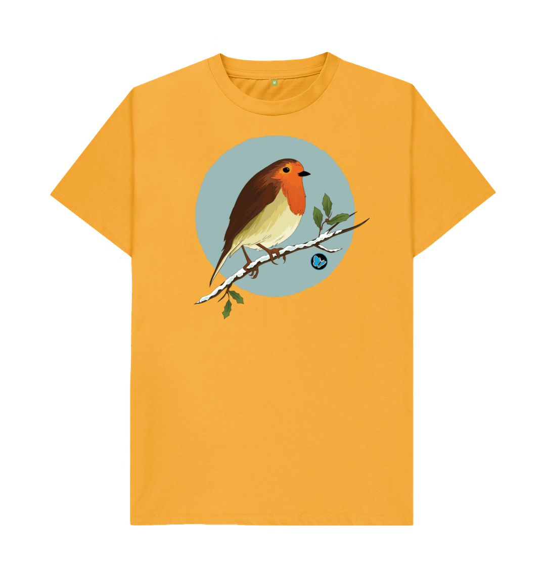 Mustard Christmas Robin T-Shirt - Teemill