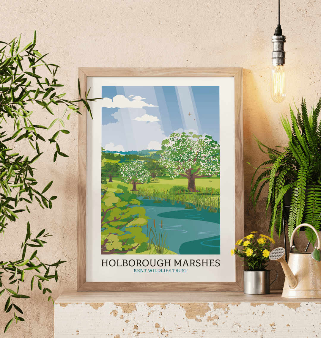 Holborough Marshes Illustrated Print A3