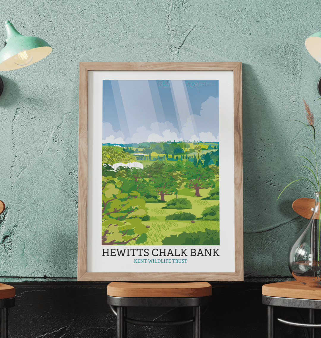 Hewitts Chalk Bank Illustrated Print A3