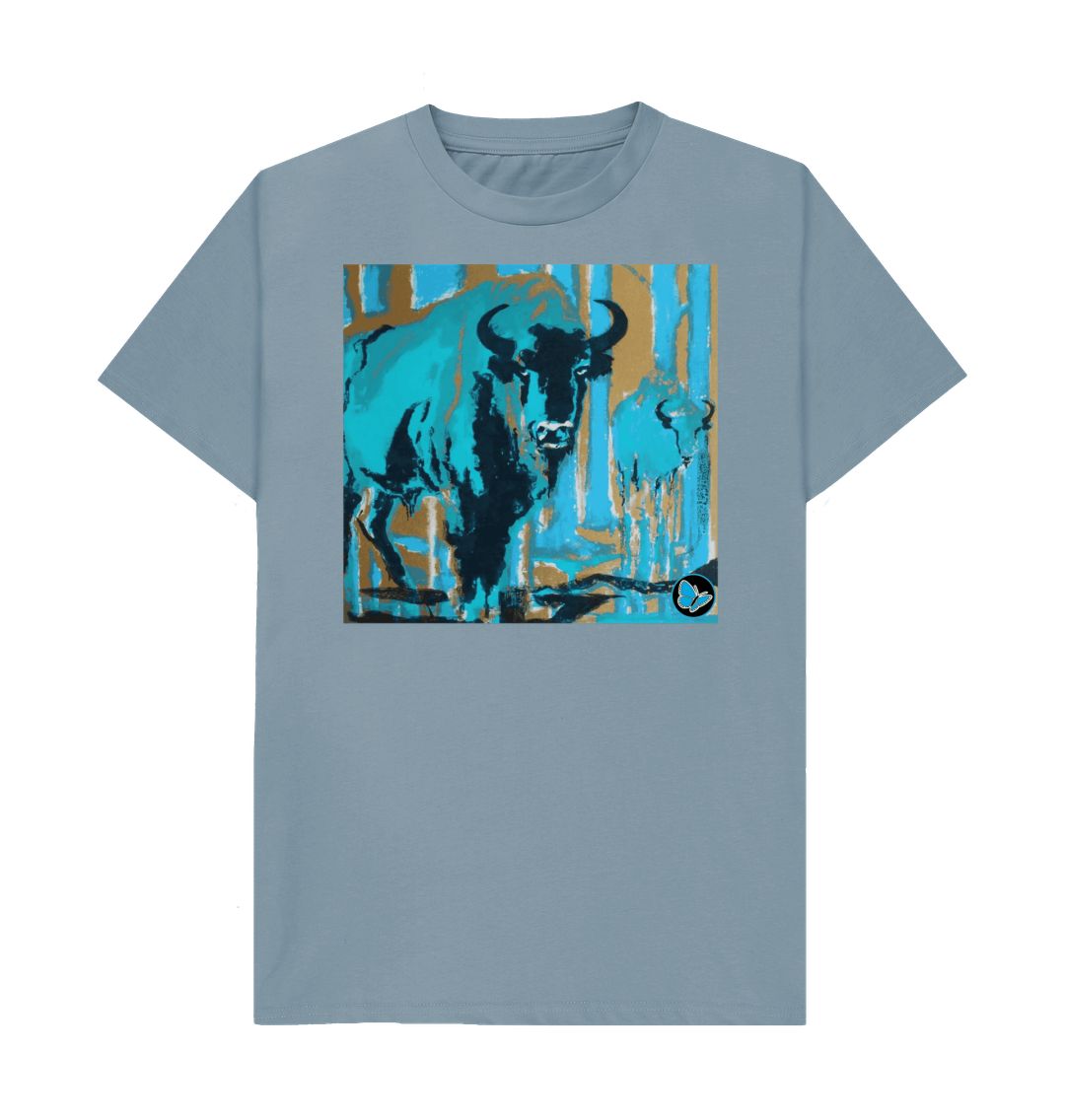 Stone Blue Bison Art T-Shirt - Teemill