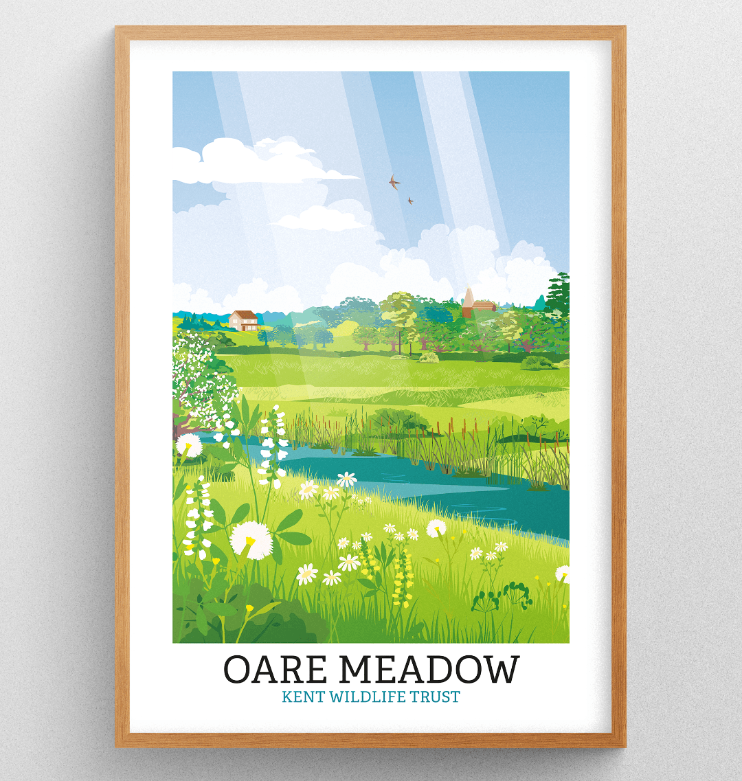 Oare Meadow Illustrated Print A3