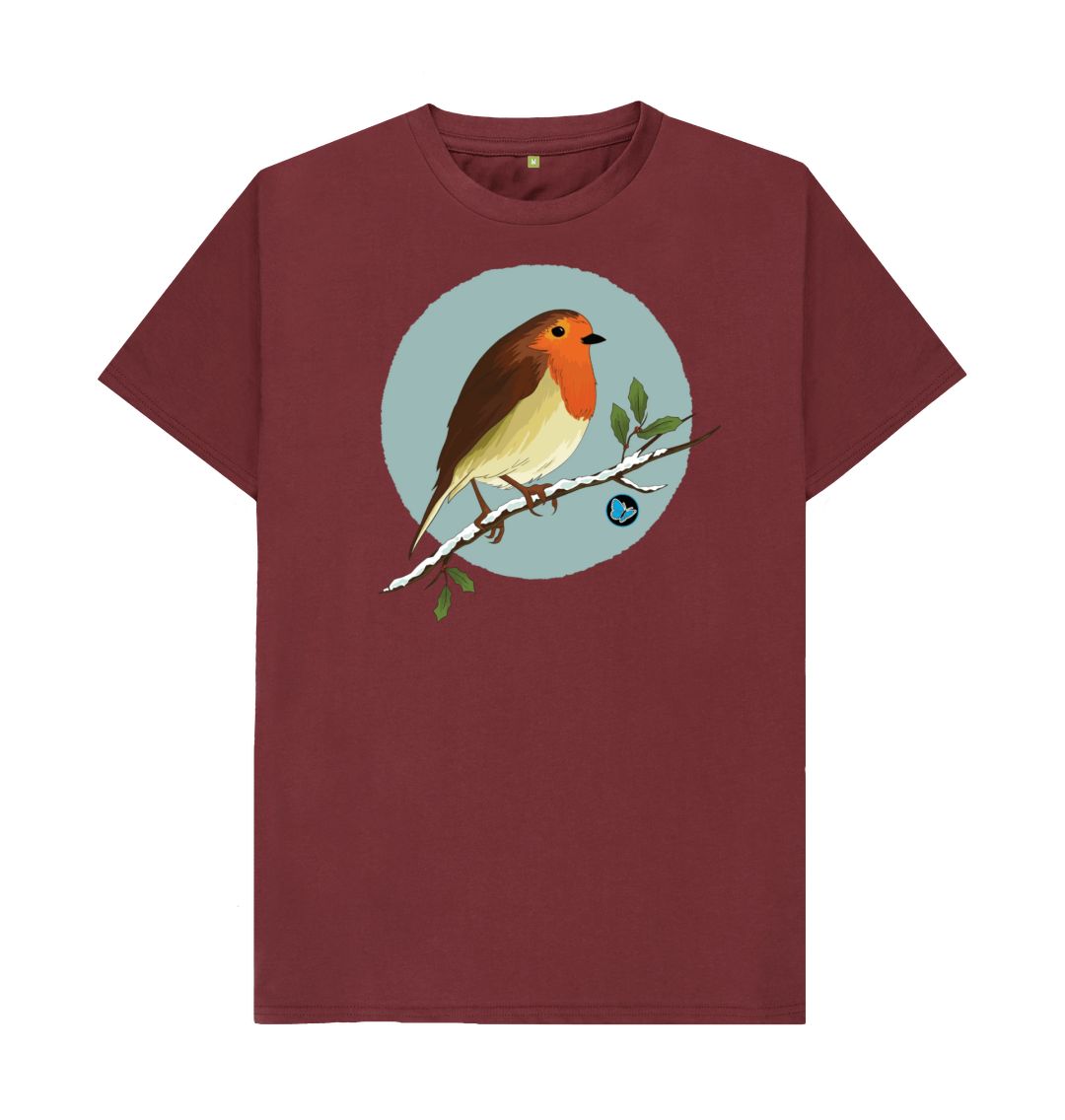 Red Wine Christmas Robin T-Shirt - Teemill