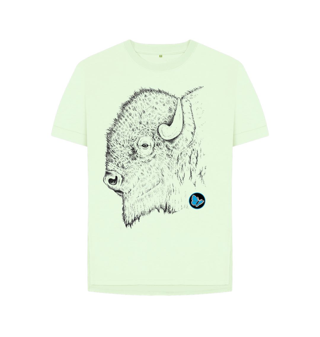 Pastel Green Bison Side View T-Shirt - Women