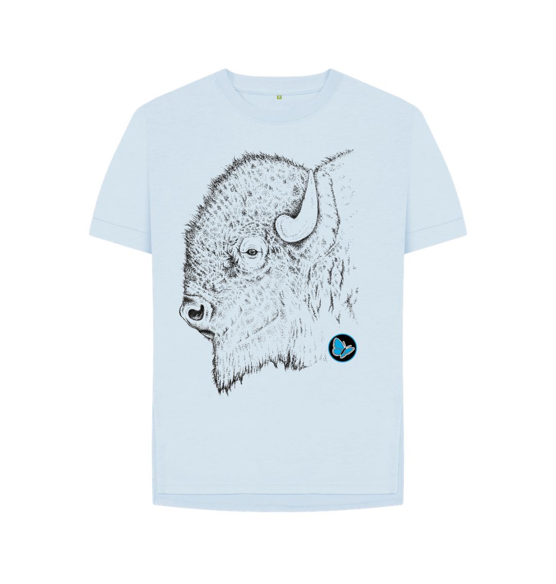 Sky Blue Bison Side View T-Shirt - Women