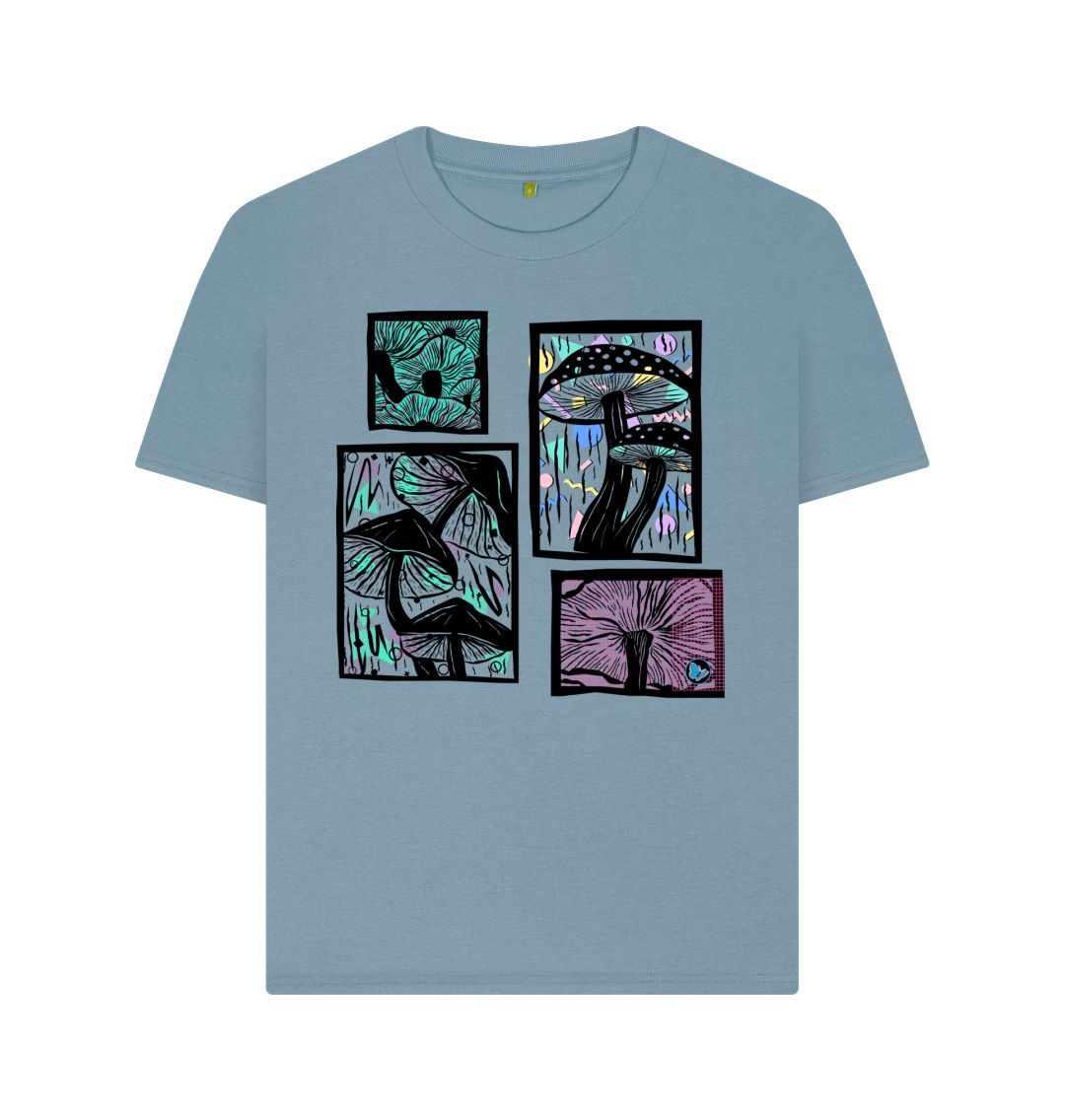 Stone Blue Mushroom Frames T-Shirt - Teemill