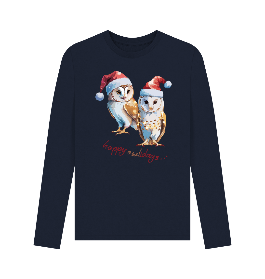 Navy Blue Owl Christmas Top - Teemill