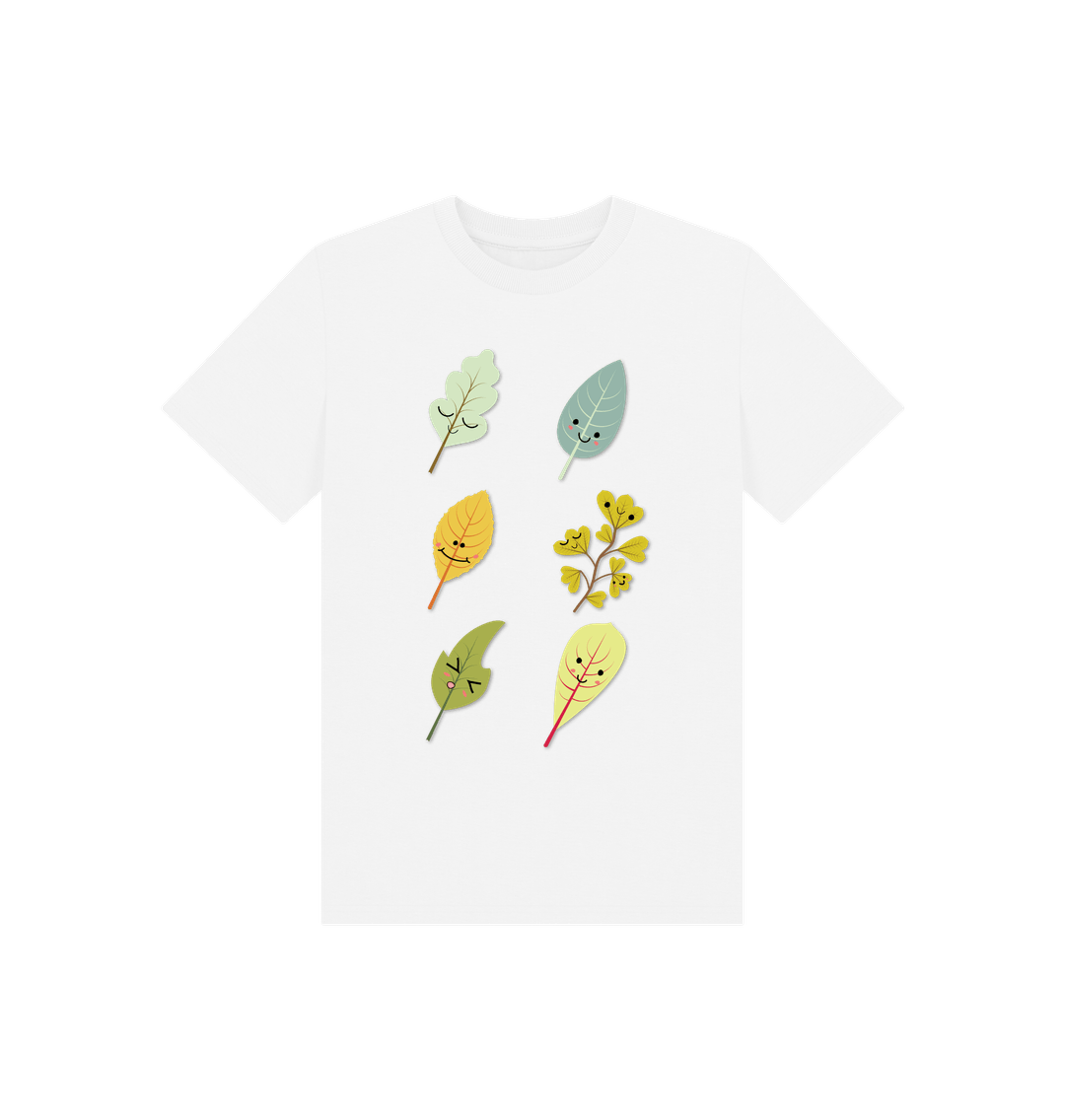 White Illustrated Woodlands Leaf T-shirt - Children - Teemill