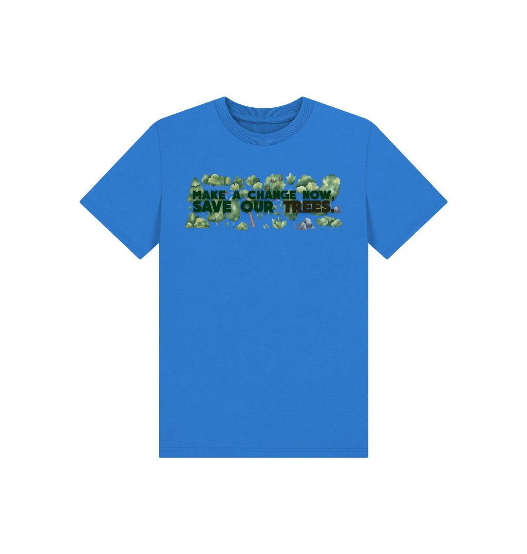 Bright Blue Make A Change Woodlands T-shirt - Children - Teemill