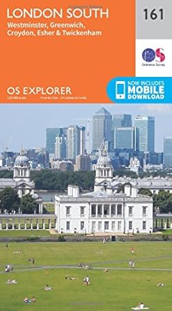 London South Map | Westminster, Greenwich, Croydon, Esher & Twickenham | Ordnance Survey | OS Explorer Map