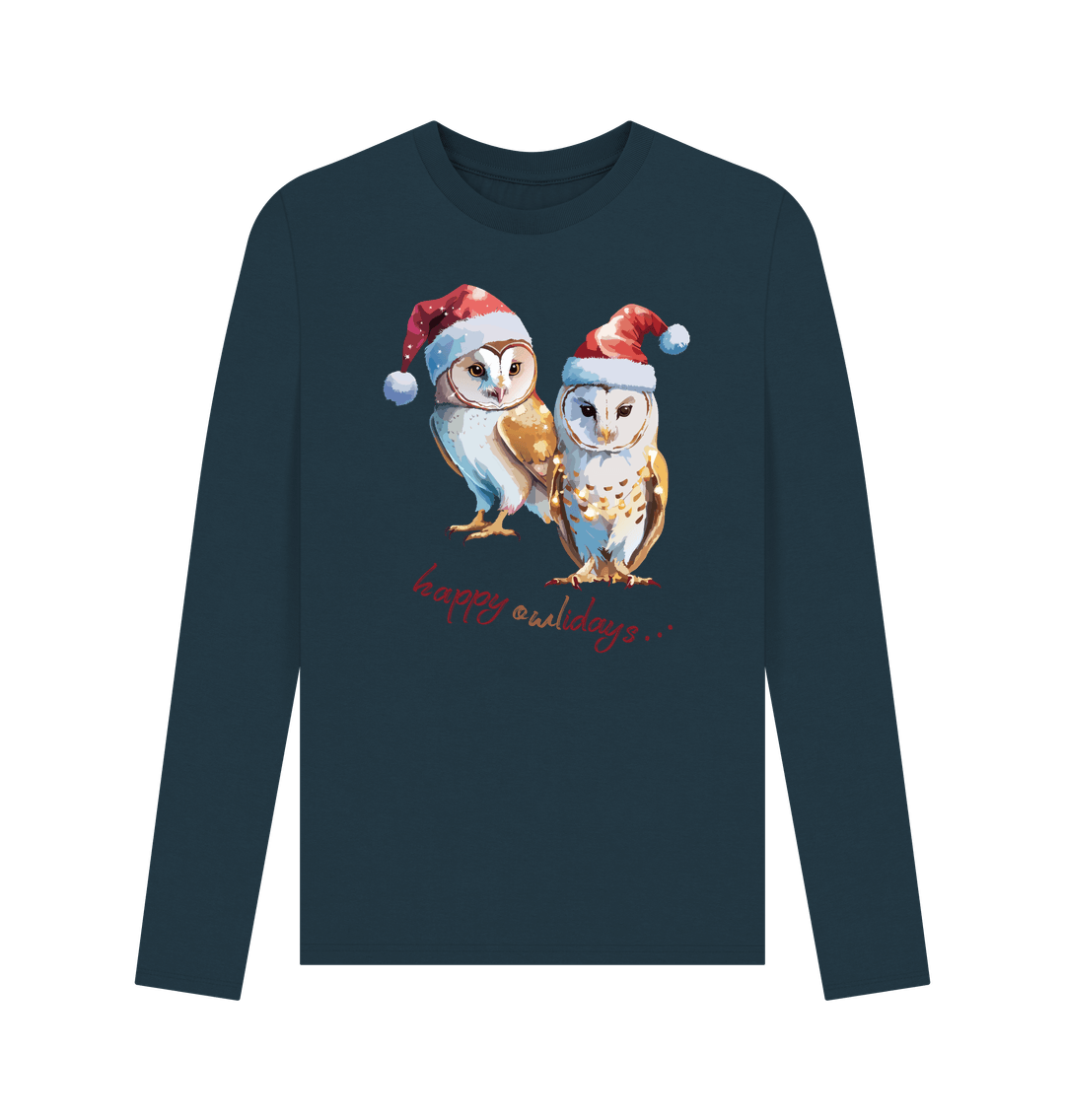 Denim Blue Owl Christmas Top - Teemill