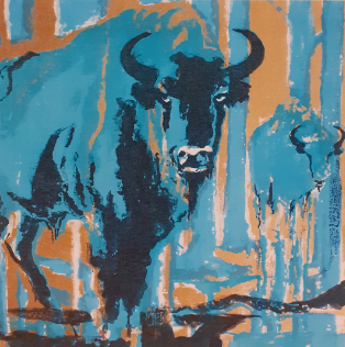 Blue Bison Greeting Card