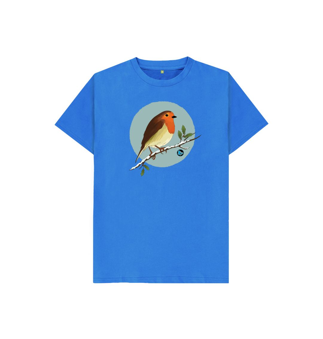 Bright Blue Christmas Robin T-Shirt - Children - Teemill