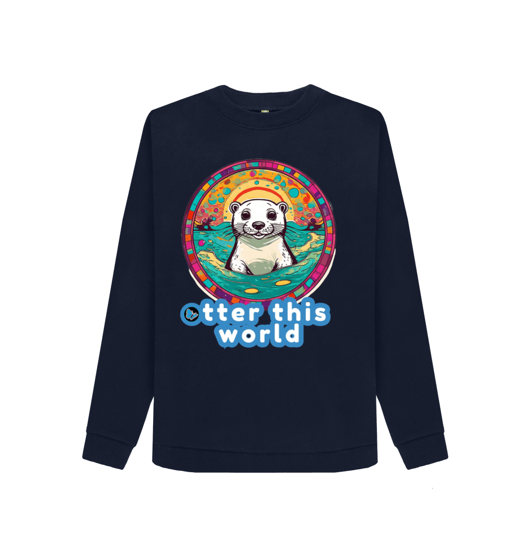 Navy Blue Printed Sweater Front