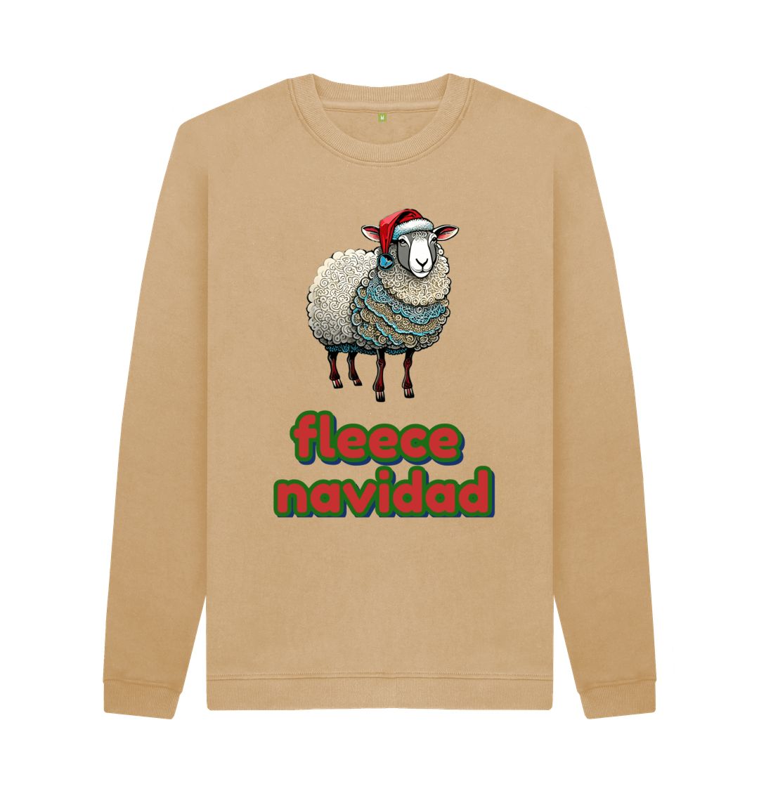 Sand Fleece Navidad Crew Neck Sweater - Teemill