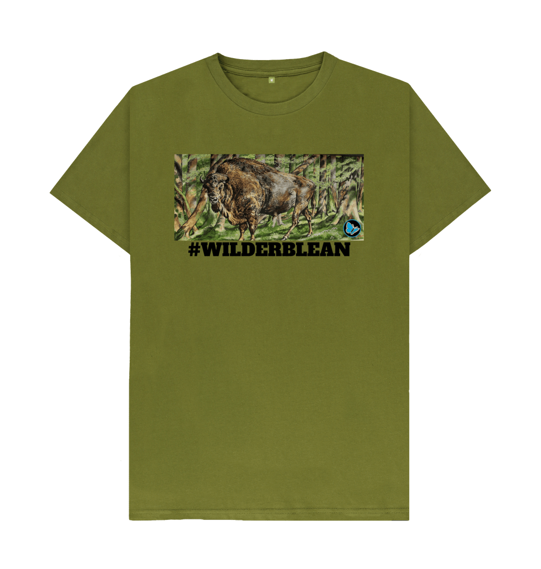 Moss Green Bison Street Art T-Shirt - Teemill