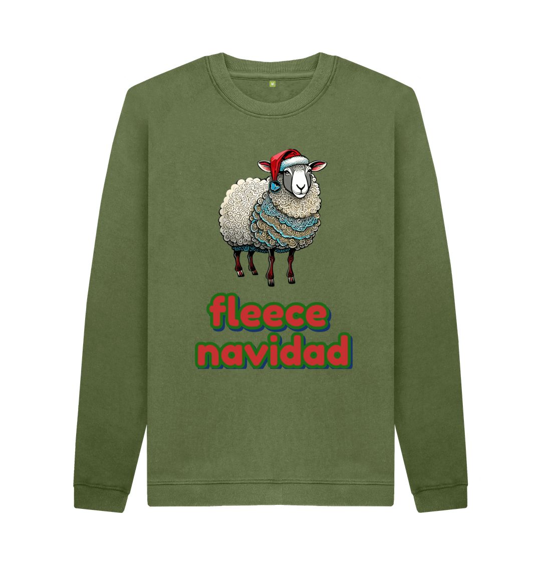 Khaki Fleece Navidad Crew Neck Sweater - Teemill