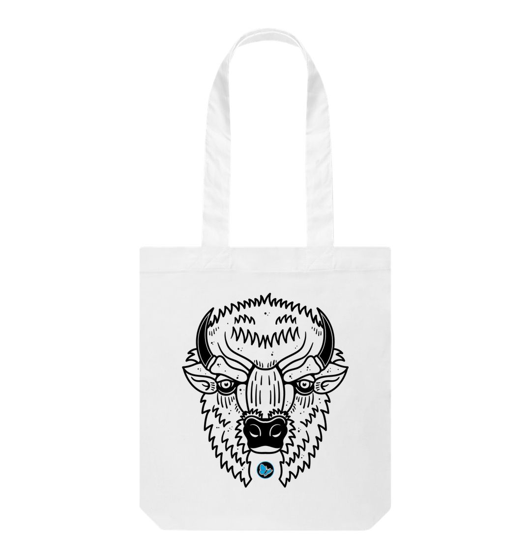 White Strong Bison Tote Bag