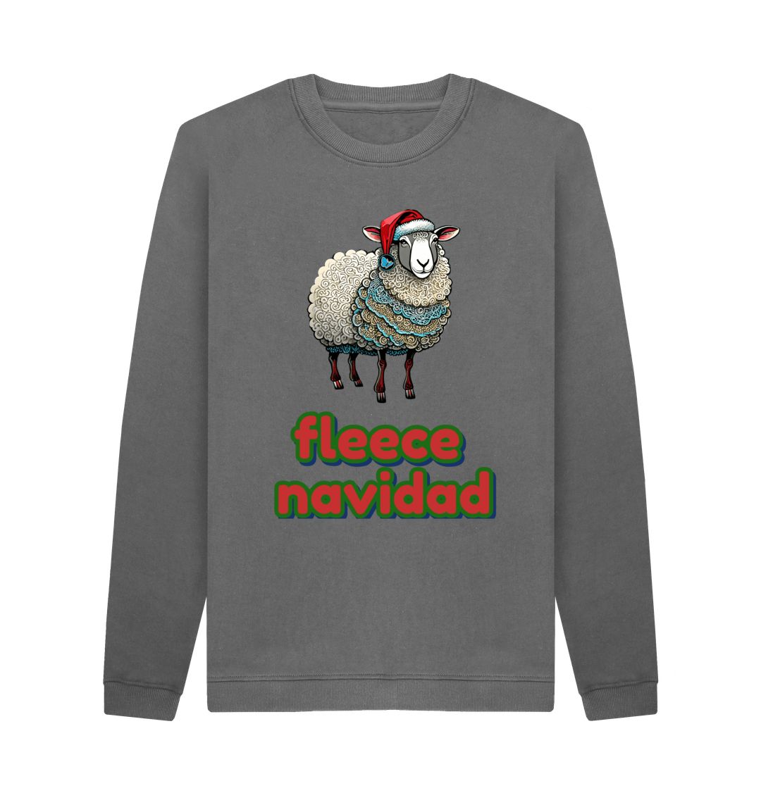 Slate Grey Fleece Navidad Crew Neck Sweater - Teemill