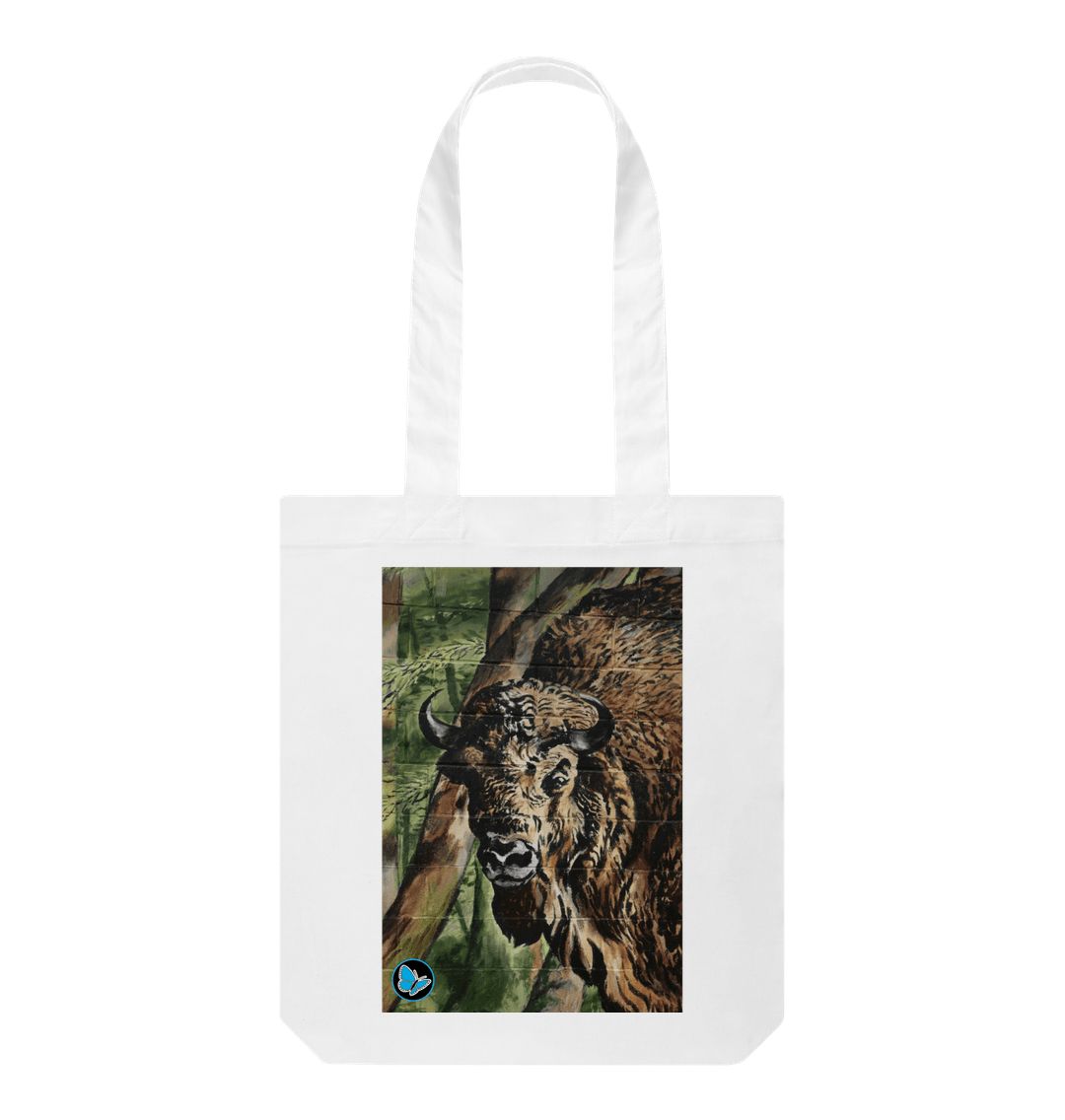 White Bison Mural Tote Bag