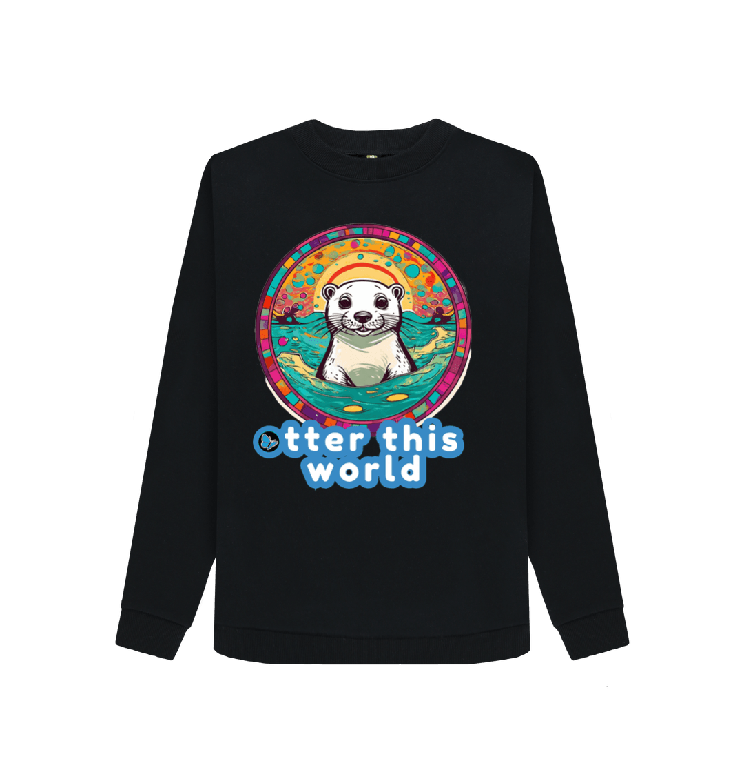 Black Printed Sweater Front