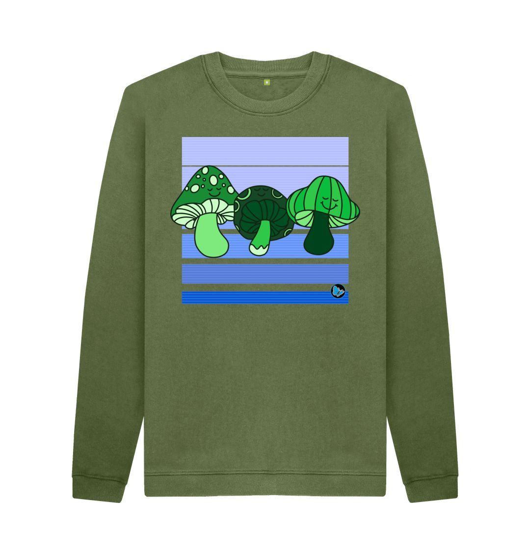 Khaki Happy Mushroom Crew Neck Sweater - Teemill