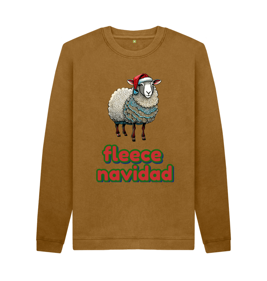 Brown Fleece Navidad Crew Neck Sweater - Teemill