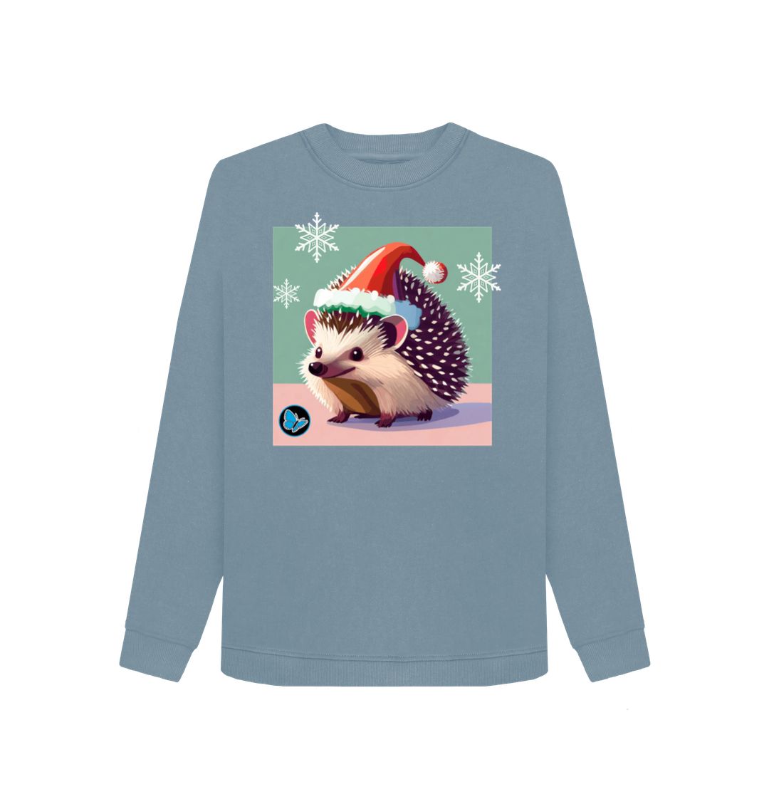 Stone Blue Hedgehog Oversized Christmas Jumper - Teemill