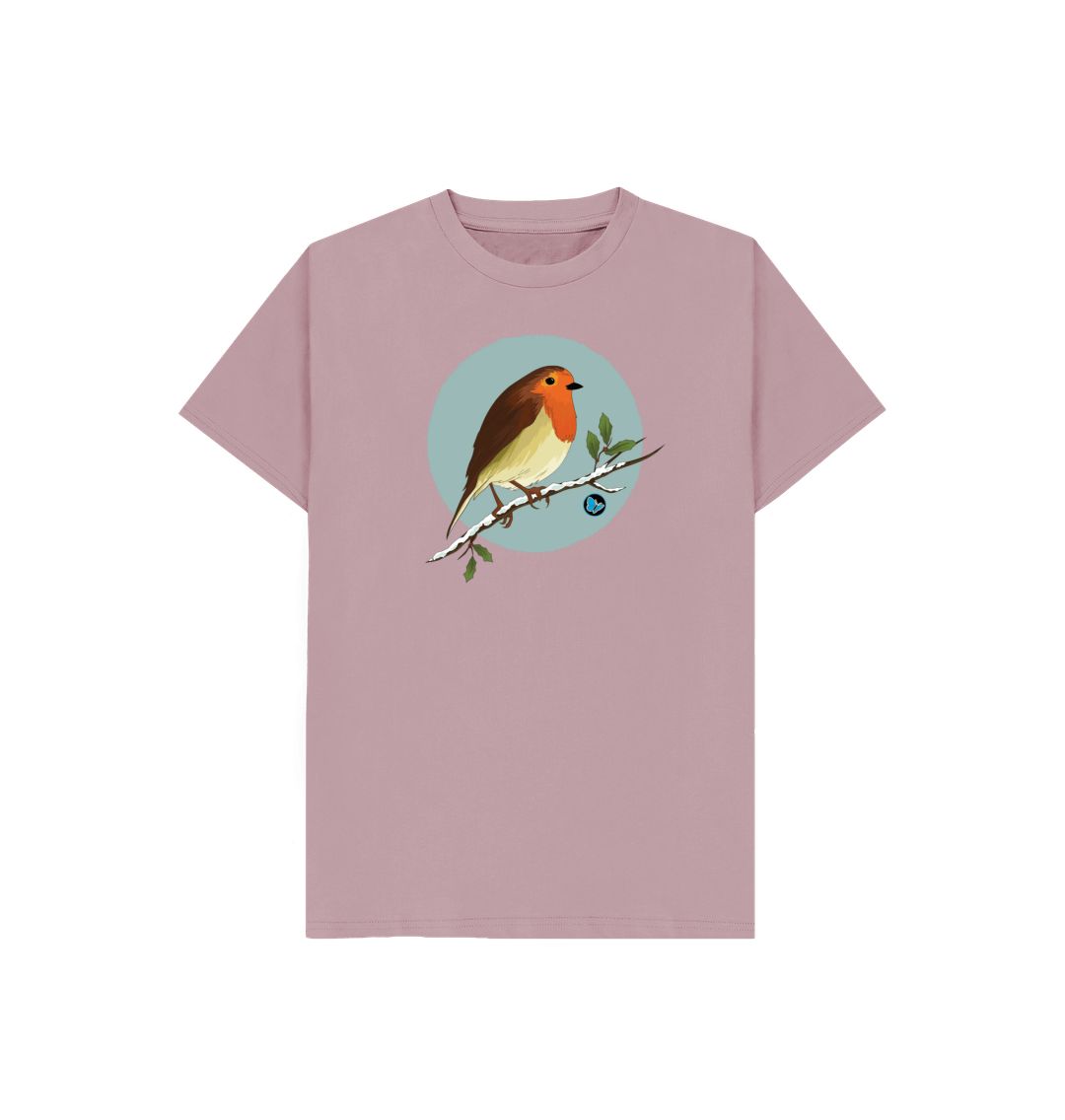 Mauve Christmas Robin T-Shirt - Children - Teemill